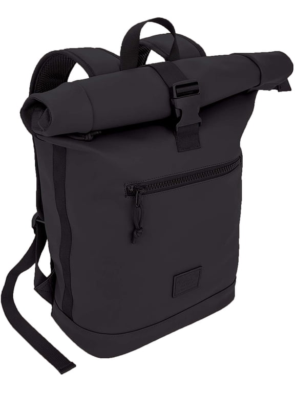Expandable Roll Top Waterproof Trendy Backpack With Laptop Pocket (Black)