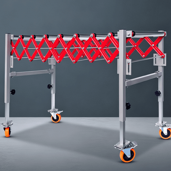 Expandable Roller Conveyor 600 LBS, with Hook Connector, Length 14-47 Inch Height 27.5-43 Inch for Factory Workshop