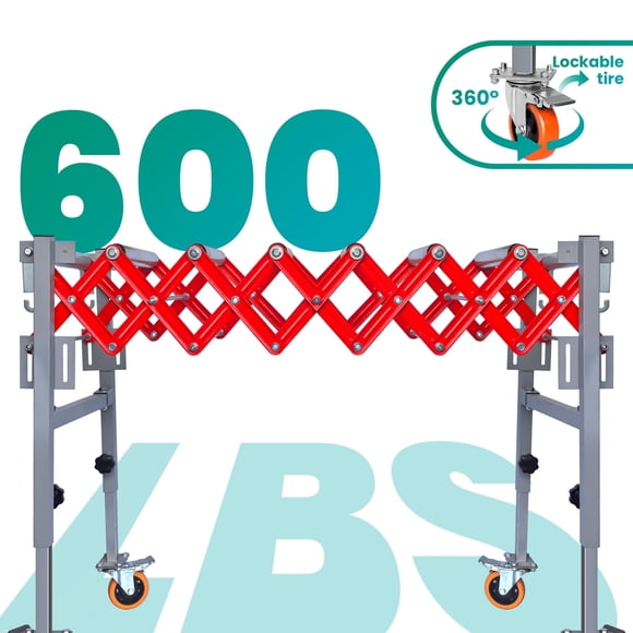 Expandable Roller Conveyor, 600 lbs Adjustable Roller Conveyor with wheels, Stainless Steel Low Noise Roller Table for Warehouse, Factory & Logistics Use
