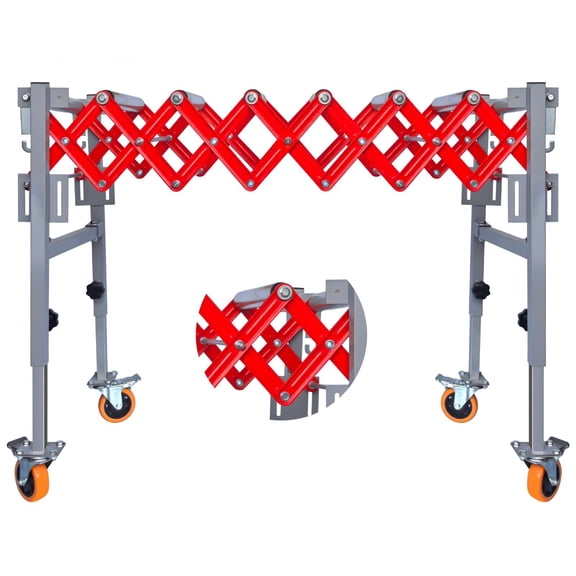 Expandable Roller Conveyor, 600LBS Load Capacity Telescopic Conveyor Belt with 360 Lockable Wheels, Adjustable Height Extendable Conveyor for Warehouse Loading Unloading, Logistics, Workshop