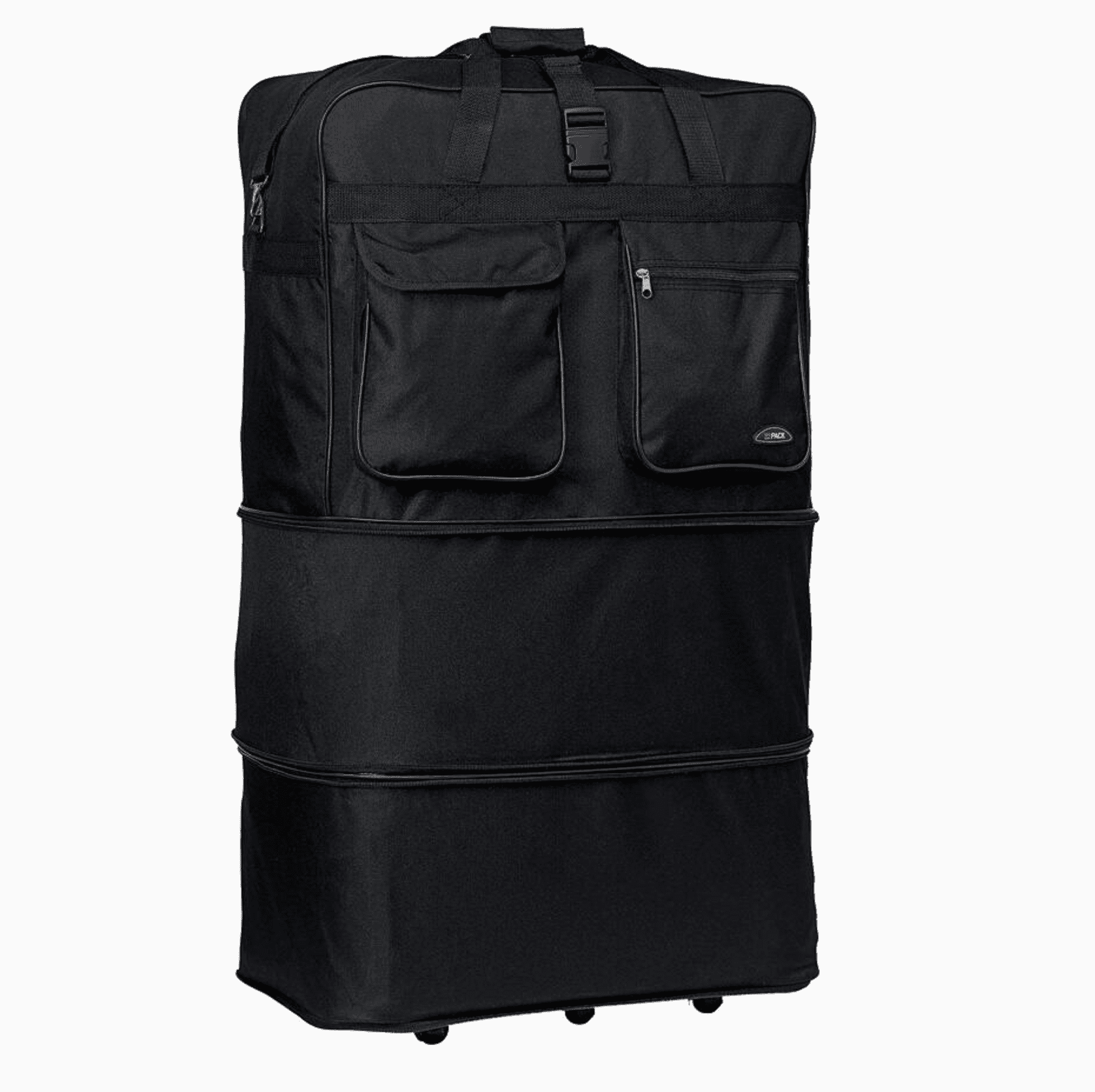 Expandable Rolling Duffel Bag Wheeled Spinner Suitcase Duffel Bag Luggage 30 inch L Black