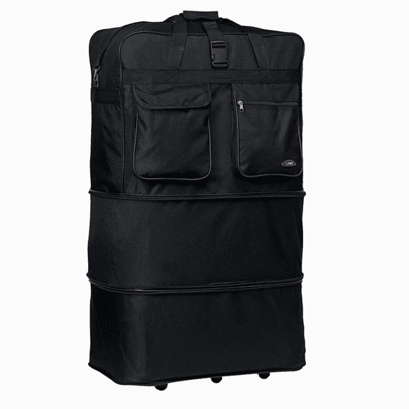 Expandable Rolling Duffel Bag Wheeled Spinner Suitcase Duffel Bag Luggage 30 inch L Black