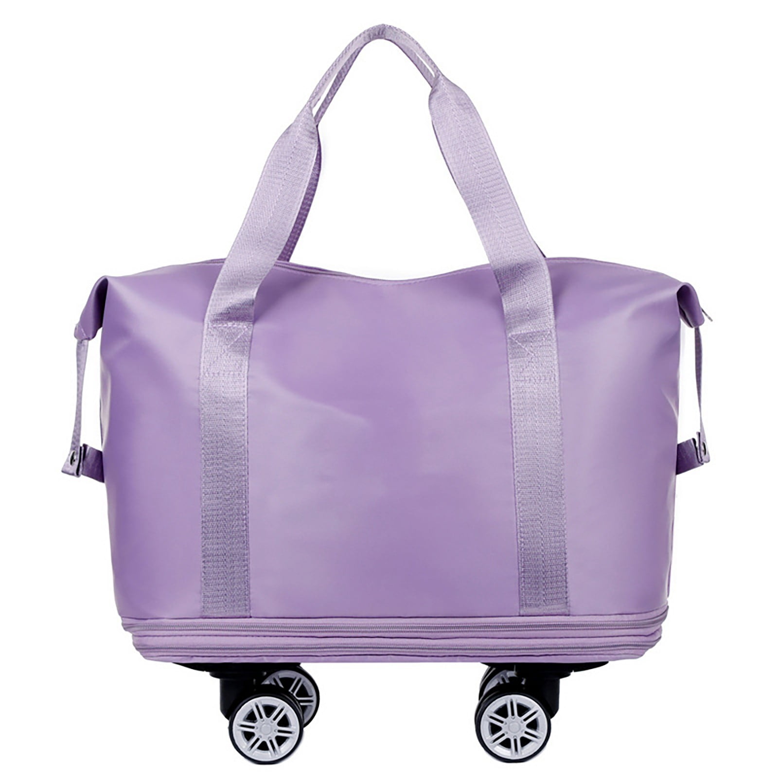 Expandable Rolling Duffle Bag with Spinner Wheels, Large Waterproof Travel Tote Weekender Bag with Wet Pocket(Purple,70x40cm)