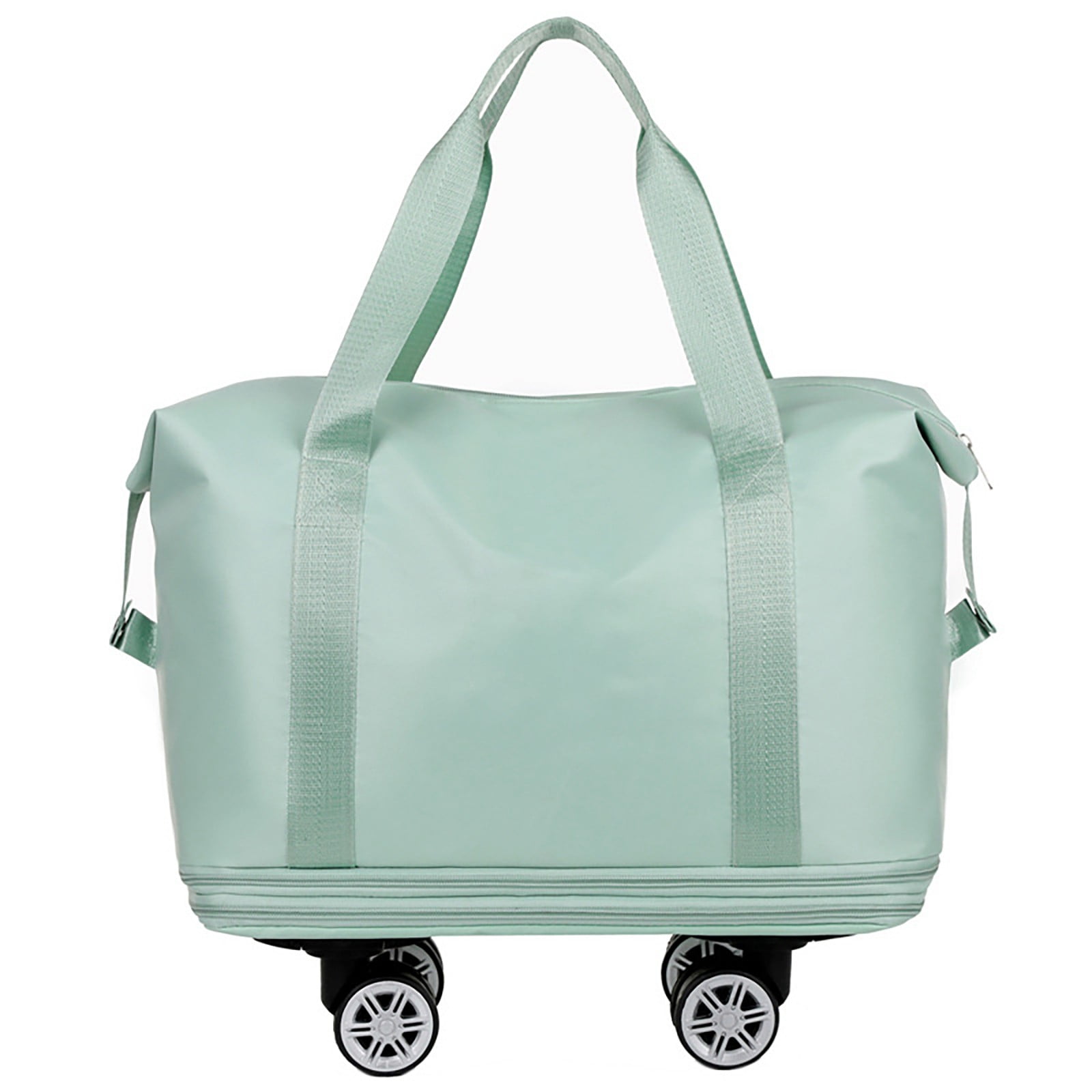 Expandable Rolling Duffle Bag with Spinner Wheels, Large Waterproof Travel Tote Weekender Bag with Wet Pocket(Green,70x40cm)