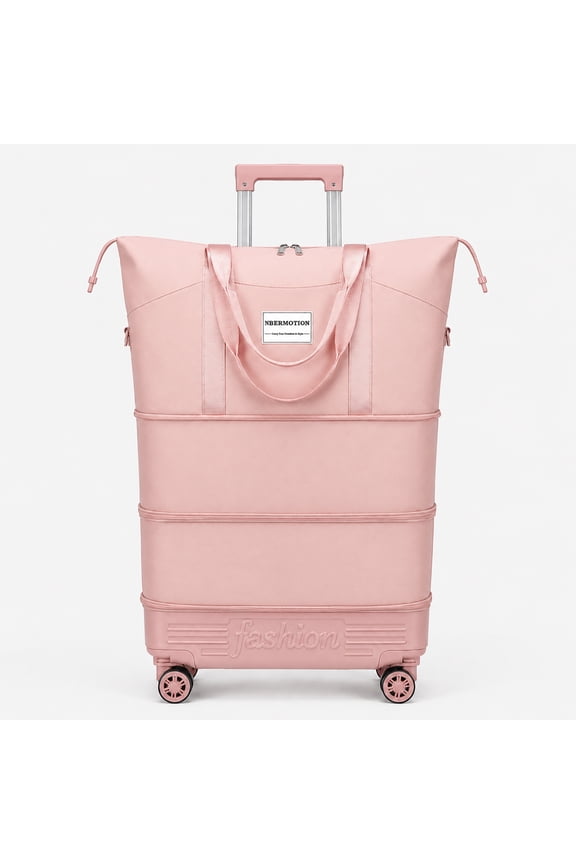 Expandable Rolling Travel Bag with Removable Wheels & Pull Handle, 3-Layer Large Capacity Wheeled Duffle Tote, Foldable Lightweight Carry-On Style Weekender Overnight Bag for Women