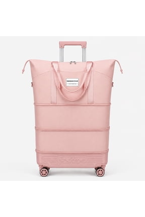 Expandable Rolling Travel Bag with Removable Wheels & Pull Handle, 3-Layer Large Capacity Wheeled Duffle Tote, Foldable Lightweight Carry-On Style Weekender Overnight Bag for Women