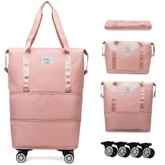 Expandable Rolling Travel Bag With 360° Detachable Wheels Foldable Luggage Bag Waterproof Carry On Overnight Tote For Home Storage Gym Moving Camping
