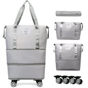 Expandable Rolling Travel Bag with 360° Detachable Wheels Foldable Luggage Bag Waterproof Carry on Overnight Tote for Ho