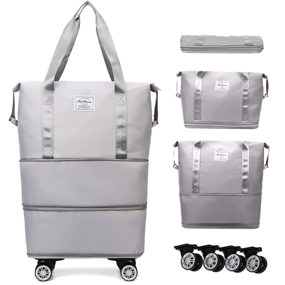 Expandable Rolling Travel Bag with 360° Detachable Wheels Foldable Luggage Bag Waterproof Carry on Overnight Tote for Home Storage Gym Moving Camping