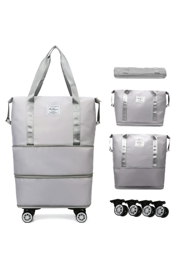 Expandable Rolling Travel Bag With 360° Detachable Wheels Foldable Luggage Bag Waterproof Carry On Overnight Tote For Home Storage Gym Moving Camping