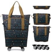 WOOW DEPOT Expandable Rolling Travel Bag, w/ 4 Detachable 360  Wheels & Trolley Sleeve, Foldable Luggage Bag Waterproof Carry On Overnight Tote Storage Duffle Bag for Gym House Moving Camping