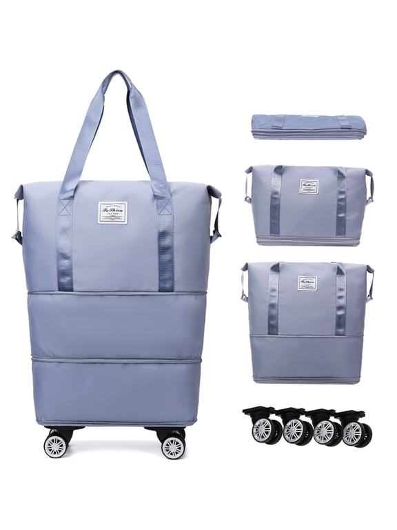 Expandable Rolling Travel Bag With 360° Detachable Wheels Foldable Luggage Bag Waterproof Carry On Overnight Tote For Home Storage Gym Moving Camping