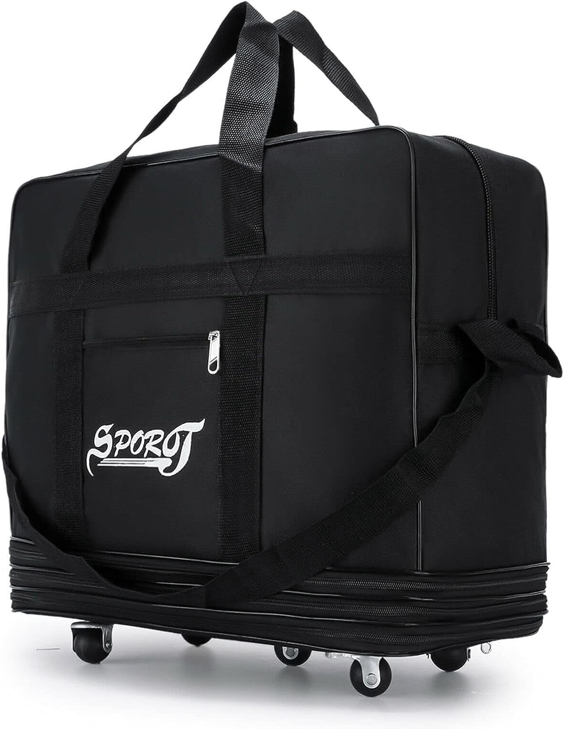 Expandable Rolling Wheeled Duffle Bag Spinner Suitcase Foldable Luggage Expandable (32''), Black