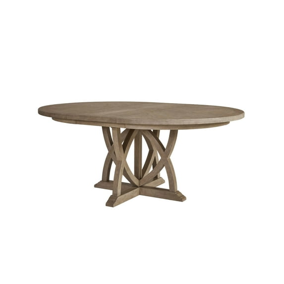 Expandable Round Dining Table, 71.5" With Leaf And 53.5" Without Leaf, Sand, Veneers, Solid Wood + , Mesmerizing Pedestal Base Furniture Table Design, Sand Colored, Dependable