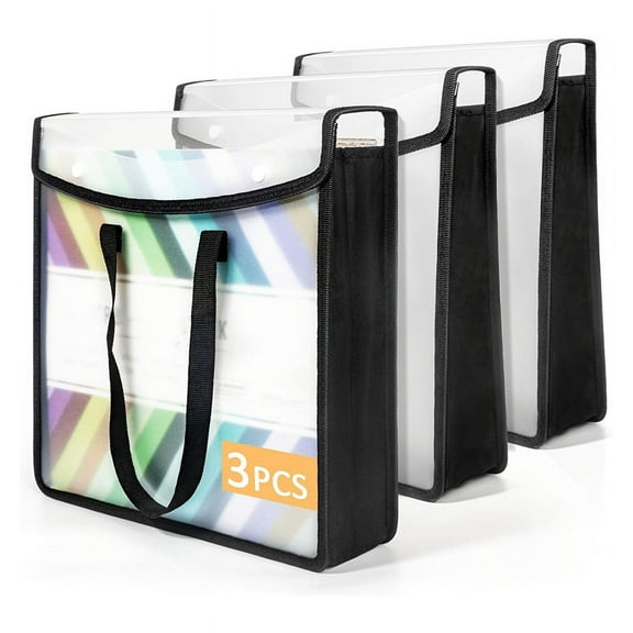 Expandable Scrapbook Paper Storage Organizer, Black for 12 x Sheets, with Portable Handle