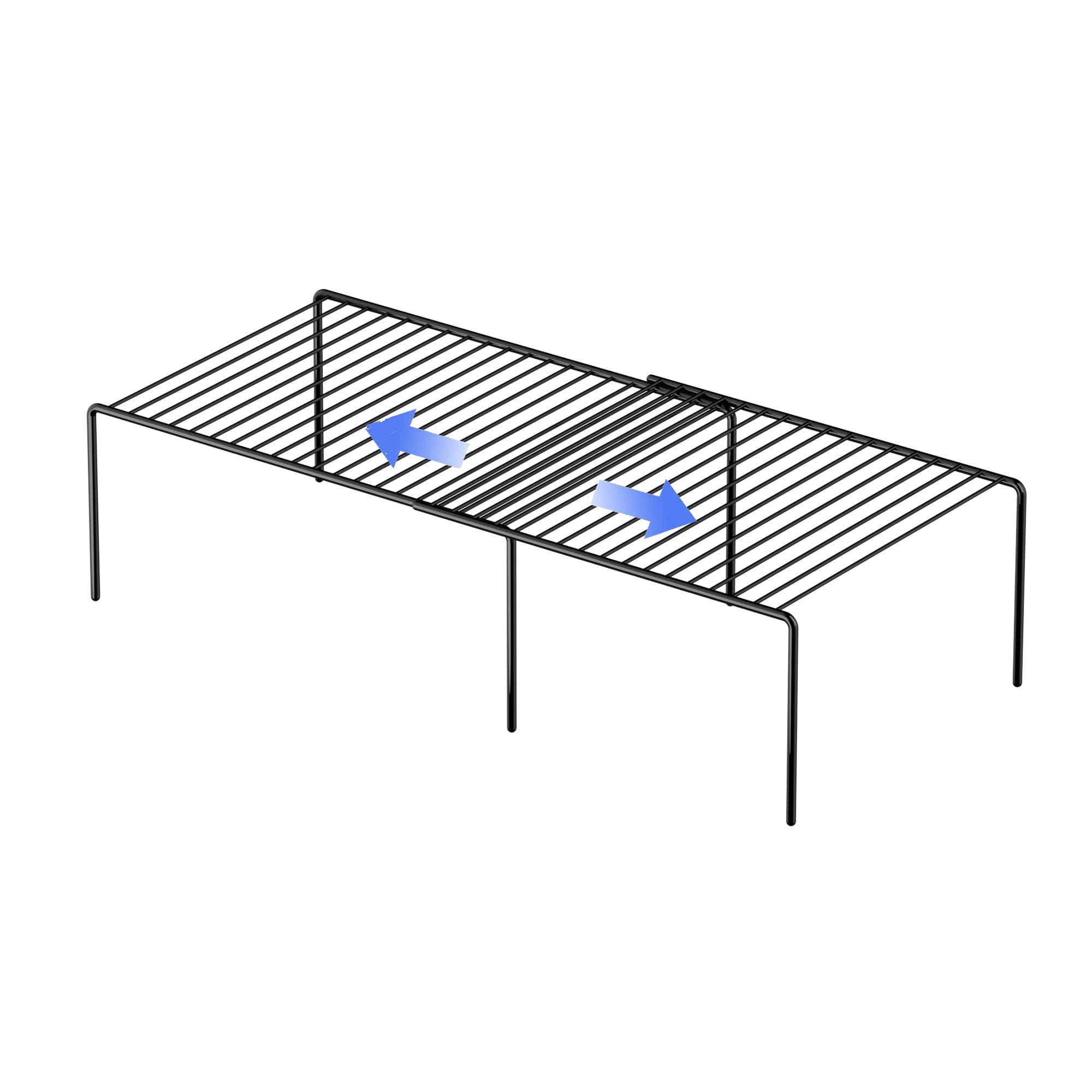 Expandable Shelf Rack Rustproof Metal Storage Organizer For Kitchen Fridge Bathroom Black
