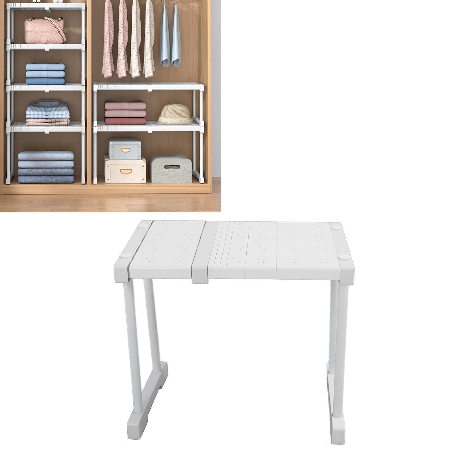 Expandable Shelf Stackable 121lb Load Bearing Divider Storage Rack