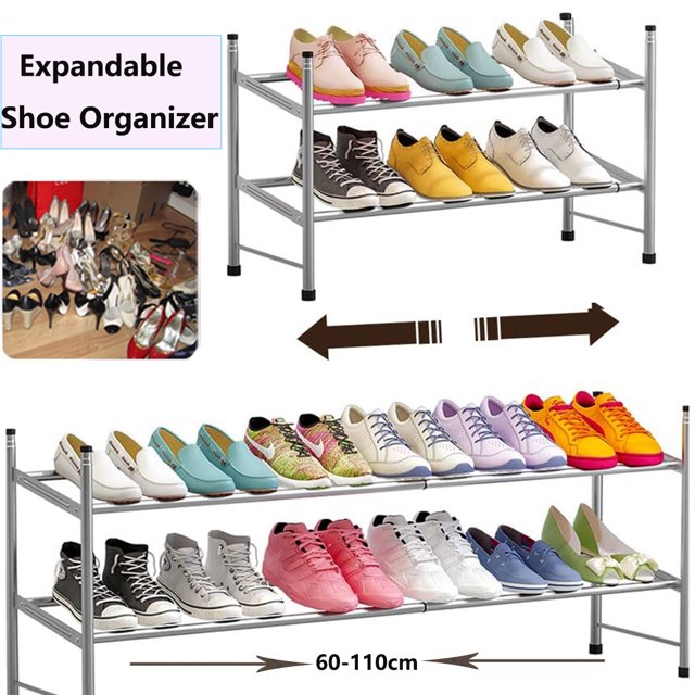 Expandable Shoe Rack,2 Tiers Shoe Shelf,Closet Shoe Organizer for