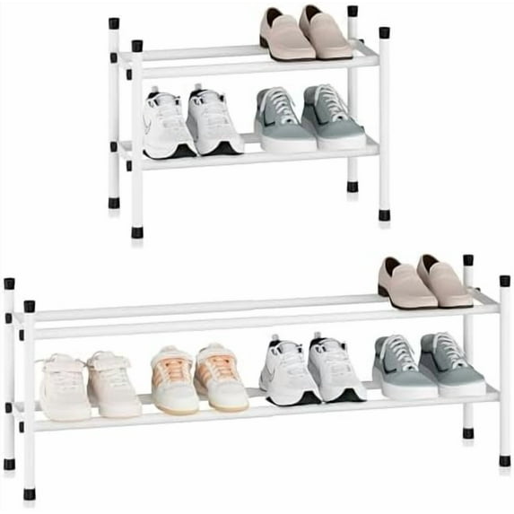 Expandable Shoe Rack, 8 Pairs Stackable Small Shoe Rack, Metal ...