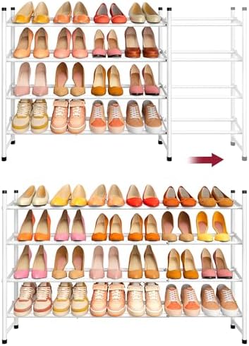 Expandable Shoe Rack for Closet 4 Tier, 29“-41“Adjustable & Stackable ...