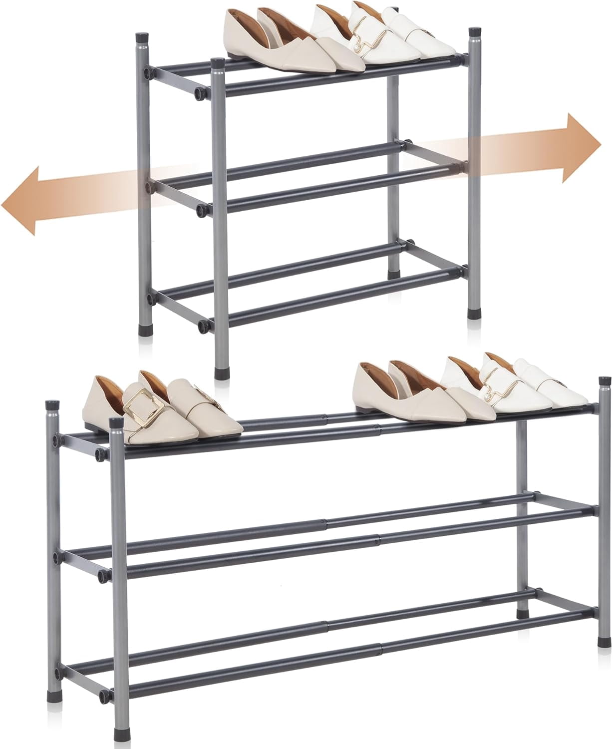 Expandable Shoe Rack, Stackable Small Shoe Rack, Metal Adjustable Shoes ...