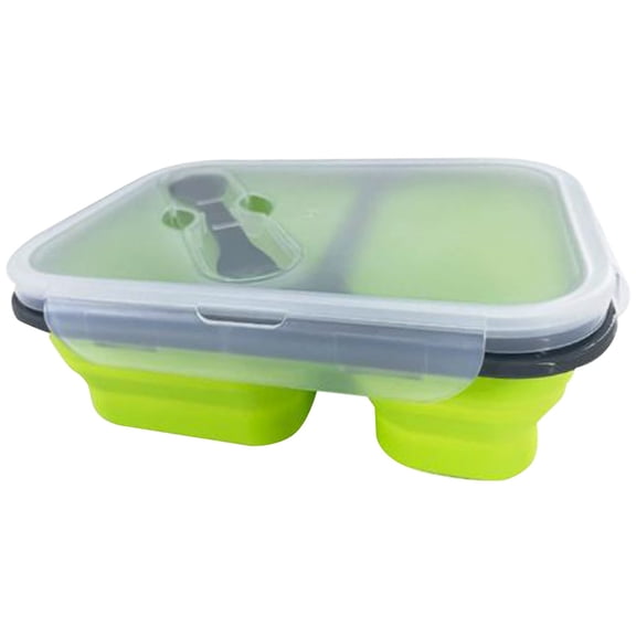 Expandable Silicone Meal Prep Pail Built In Utensil Storage Microwave Safe Leakproof Compact Outdoor Container
