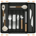 thumbnail image 1 of Expandable Silverware Drawer Organizer, Adjustable Acrylic Utensil Tray for Kitchen Storage, Cutlery Drawer Organizer with 8 Compartments, Medium, Black, 1 of 7