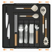 Expandable Silverware Drawer Organizer, Adjustable Acrylic Utensil Tray for Kitchen Storage, Cutlery Drawer Organizer wi