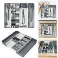 thumbnail image 1 of Expandable Silverware Drawer Organizer For Kitchen, Adjustable Cutlery Tray Storage For Fork Spoon Knife Utensils, Multi Purpose Drawer Organizer For Kitchen Desk Vanity Storage, 1 of 7