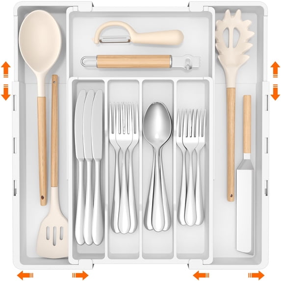 Expandable Silverware Drawer Organizer, Utensil Tray for Kitchen ...
