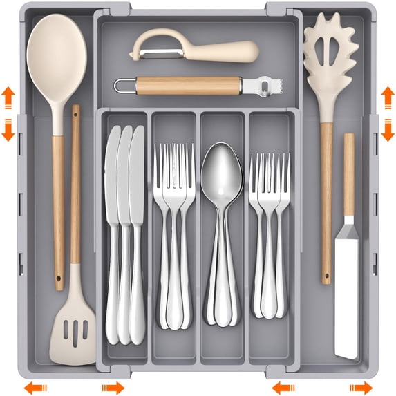 Expandable Silverware Drawer Organizer, Utensil Tray for Kitchen ...