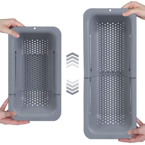 Expandable Sink Colander Strainer Basket Wash Drain Dry Dishes Veggies Pasta Kitchen Utensil Drainer Tool Home Essential Gray