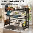 thumbnail image 1 of Expandable Over the Sink Dish Drying Rack, 2-Tier Adjustable Kitchen Counter Organizer (24.4-39.4in), Large Dish Drainer with Utensil Holder & Cutting Board Rack, Anti-Rust Black, 1 of 7