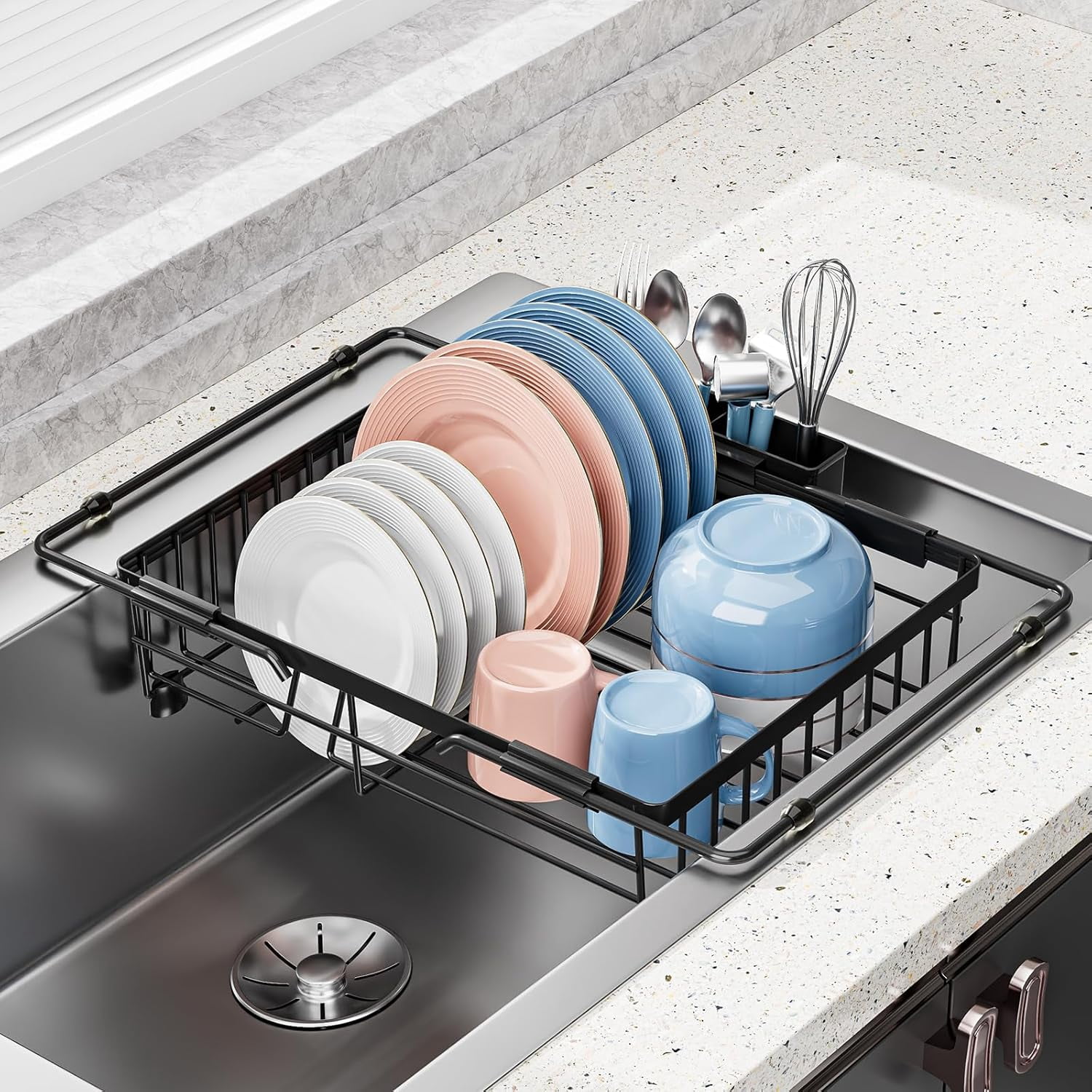 Expandable in Sink Dish Drying Rack - Adjustable Capacity Over The Sink ...