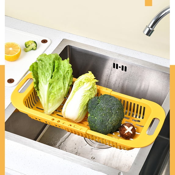 Expandable Sink Drying Rack & Dish Drainer Basket | Adjustable 35-45cm Kitchen Organizer for Plates, Utensils & Cleaning Supplies | White, Gray, Blue, Yellow