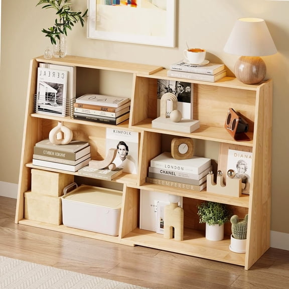 Expandable Solid Wood Bookshelf with Adjustable Design 200 Pounds, Natural Wood