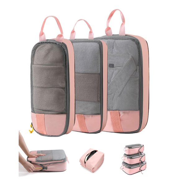 Expandable Space-Saving Cubes - Flattenable Smart Design, Compression Packing Cubes for Travel, Durable Space Saver Bags Travel Essentials, for Wardrobe Accessories