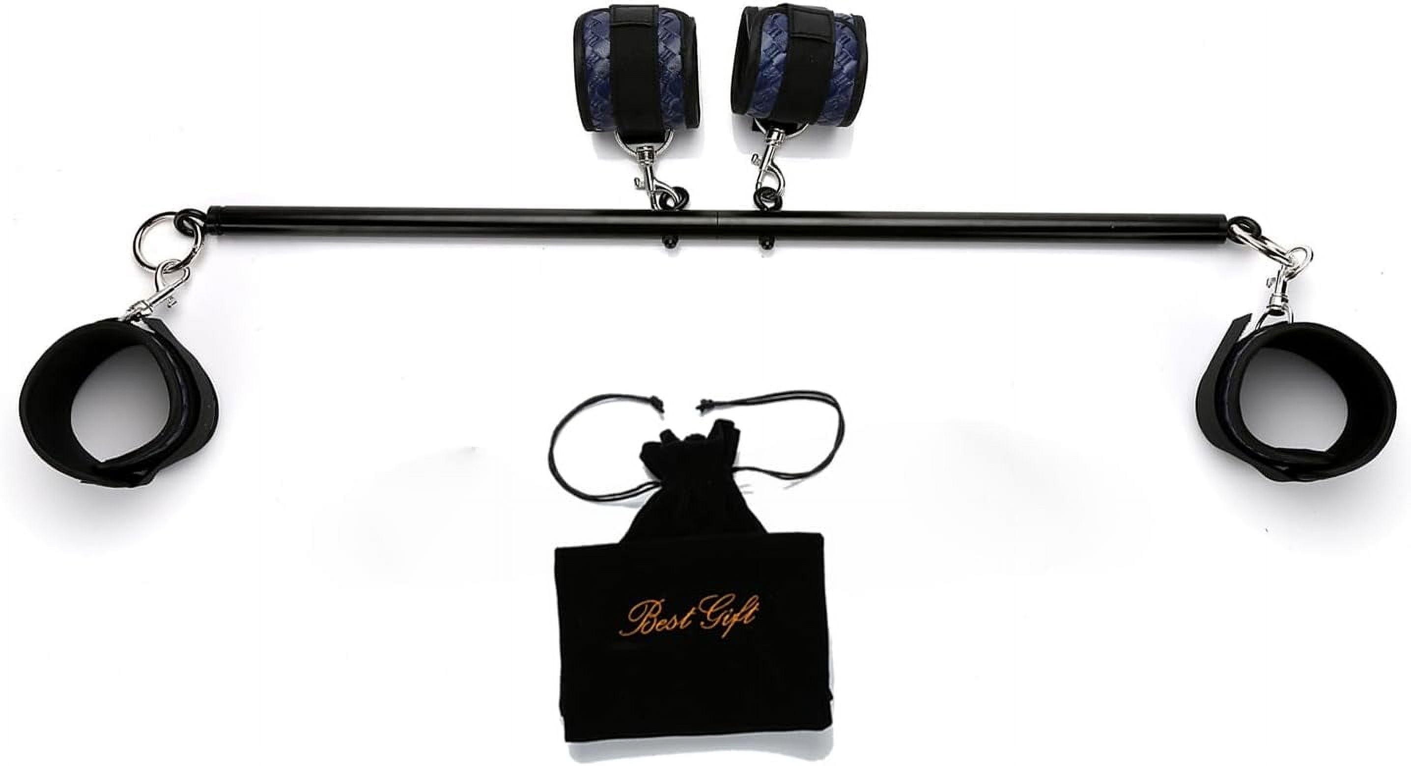 Expandable Spreader Bar With 4 Adjustable Fur Straps - Home Gym Training Tool (Red Kit) - View #2