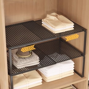Expandable Stackable Cabinet Shelf Organizer Rack, Metal Storage Riser for Kitchen Pantry, Bathroom, Countertop, Under Sink and Desk Space Saving