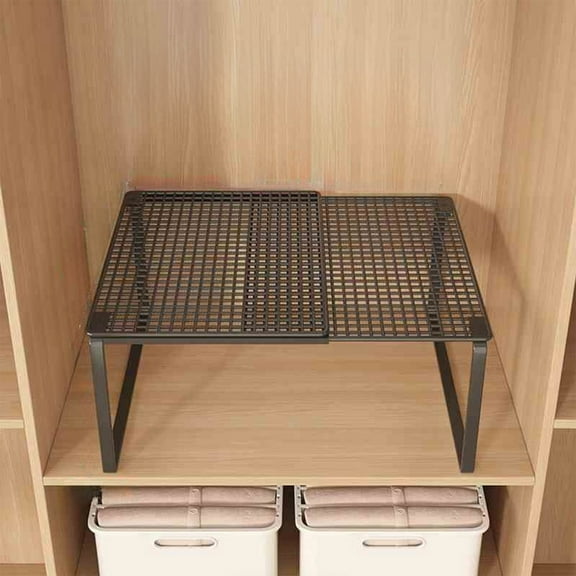 Expandable Stackable Cabinet Storage Shelf Organizer | Metal Rack for Kitchen Pantry Bathroom Countertop | Space Saving Shelf for Home Office Desk Wardrobe