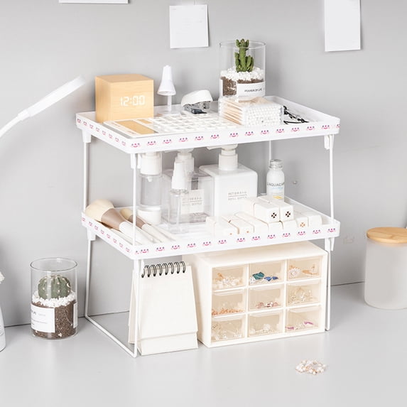 Expandable Stackable Kitchen Cabinet Shelf Organizer for Counter Pantry and Cupboard Storage