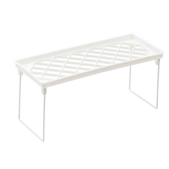 Expandable Stacking Cabinet Shelf Rack S/M/L Sizes Folding Stackable Counter Rack Organizer Cupboard Plate Dish Counter and Pantry Organizer Kitchen White