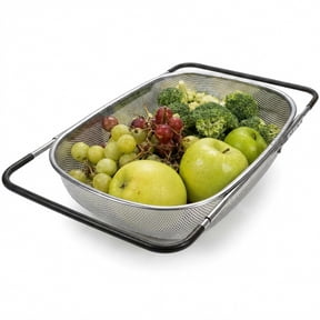 Stainless Steel Colander Expandable Fine Mesh Strainer 6 Quart Sink Fitting for Pasta & Vegetable Rinse