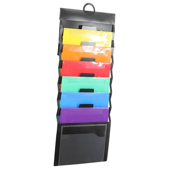 Homoyoyo Black Wall Mount File Organizer with Handle, PP Plastic, Space Saving Office Storage Solution