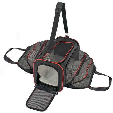 Expandable TSA Approved Airline Travel Pet Carrier for Cats, Dogs, Small Animals - 4 Sided, Expandable, Collapsible, Comfortable, Durable, Breathable, Removable Fleece Pad, Multiple Pockets