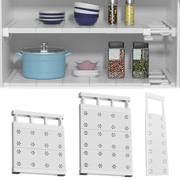 Expandable Tension Shelf for Closet & Cabinet Adjustable Metal Storage Rack Organizer for Wardrobe, Kitchen, Bathroom DIY