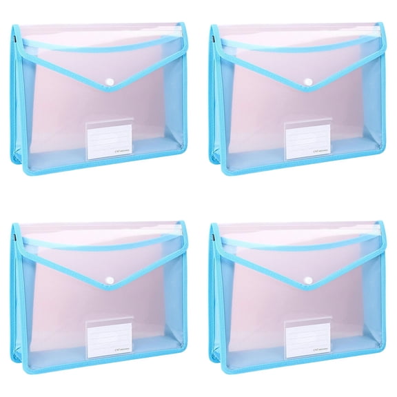 Expandable Thick Transparent Plastic File Folder With Closure, Large Capacity Document Bag For Receipts Letters Study Home (K*4)