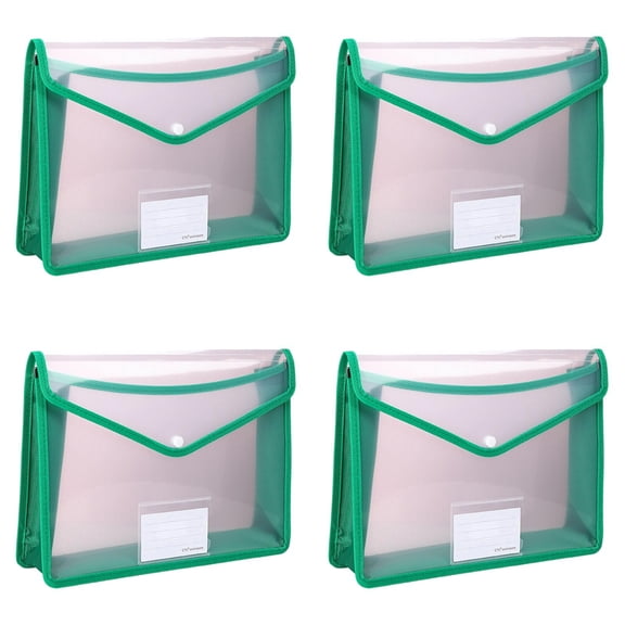 Expandable Thick Transparent Plastic File Folder With Closure, Large Capacity Document Bag For Receipts Letters Study Home (L*4)