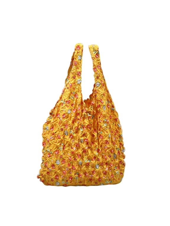 Expandable Tote Bag - Foldable Shopping Wrinkled Bag with Telescopic Handles & Pocket Organizer