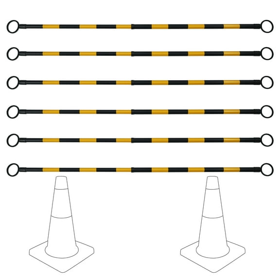Expandable Traffic Cone Bar 6PCS– 4.2ft to 6.6ft Adjustable, Reflective,Yellow